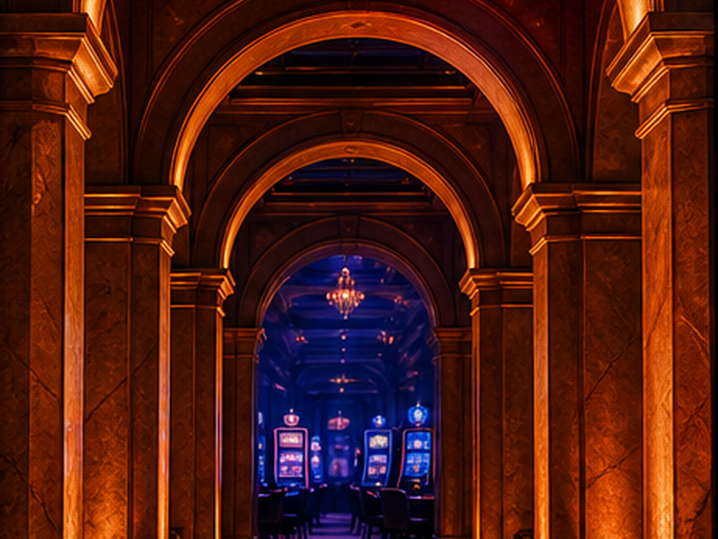 Orange marble arcade portal with glowing geometric light details
